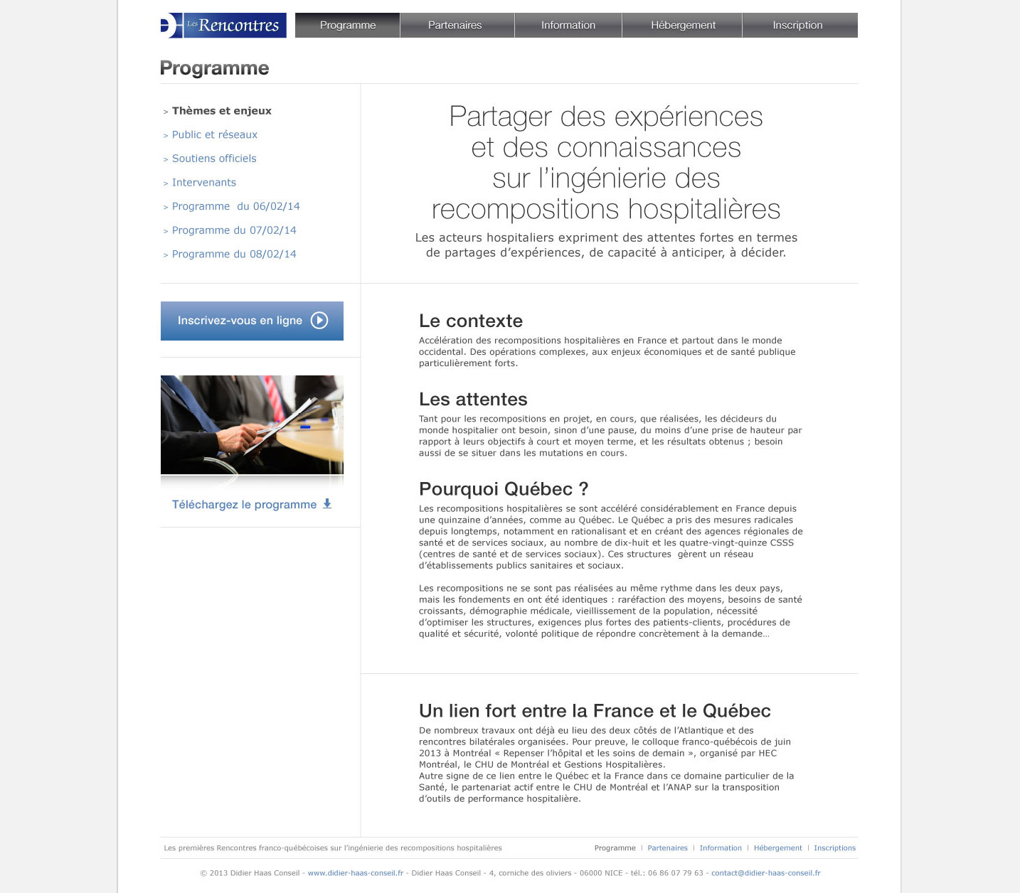 © Thierry Palau - Site internet Les premières Rencontres franco-québécoises sur l’ingénierie des recompositions hospitalières